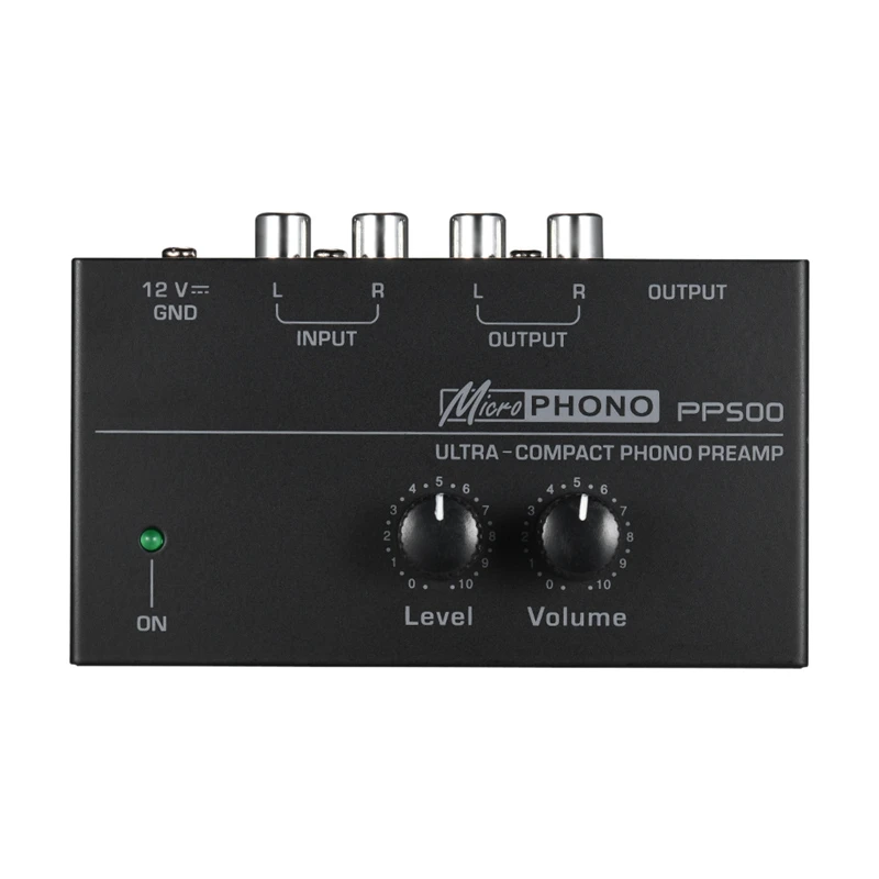 

Pp500 Ultra-Compact Phono Preamp Preamplifier with Level & Volume Controls Rca Input & Output 1/4 Inch Trs Output Interfaces,E