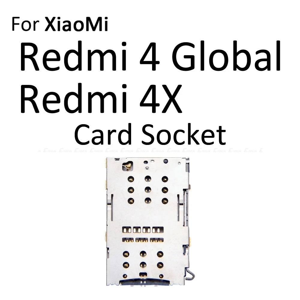 Сим-карты слот, разъем для лотка для устройства чтения sd-карт для Xiaomi Redmi Note 4 4X глобальной держатель карт Micro SD Разъем контейнер Запчасти - Цвет: For Redmi 4X Socket