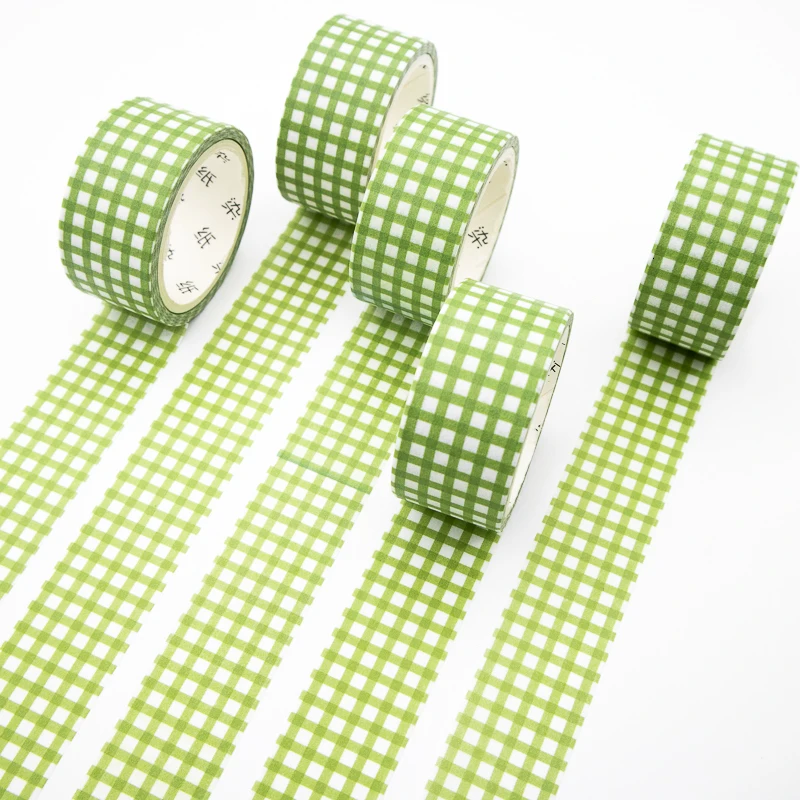Olive Green Plaid Washi Tape Set Handmade Gift Masking Scrapbook Decorative Adhesive Paper Tape DIY Office Stationery 1PCS 5M