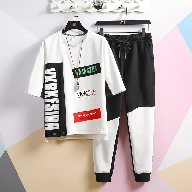 

Men's Japanese Streetwear Sets Men Patchwork Print Hip Hop Tracksuit Korean Clothes Male Chamarras Para Hombre Men's Sets BE50JK