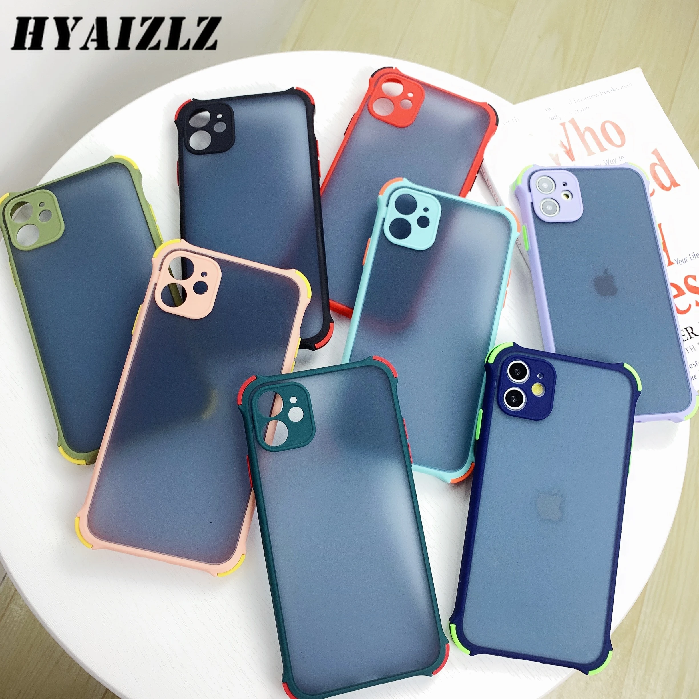 

Shockproof Phone Case for iPhone 11 Pro Max XS XR X 6S 7 8 Plus SE 2020 Matte Translucent Rugged Bumper Camera Protection Cover