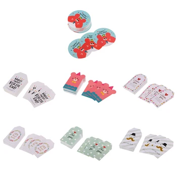 

50pcs Colored Paper Tags Patterned Labels Bear Shaped Bookmarks Flower Designed Craft Tags for Home Decoration Christmas Cards