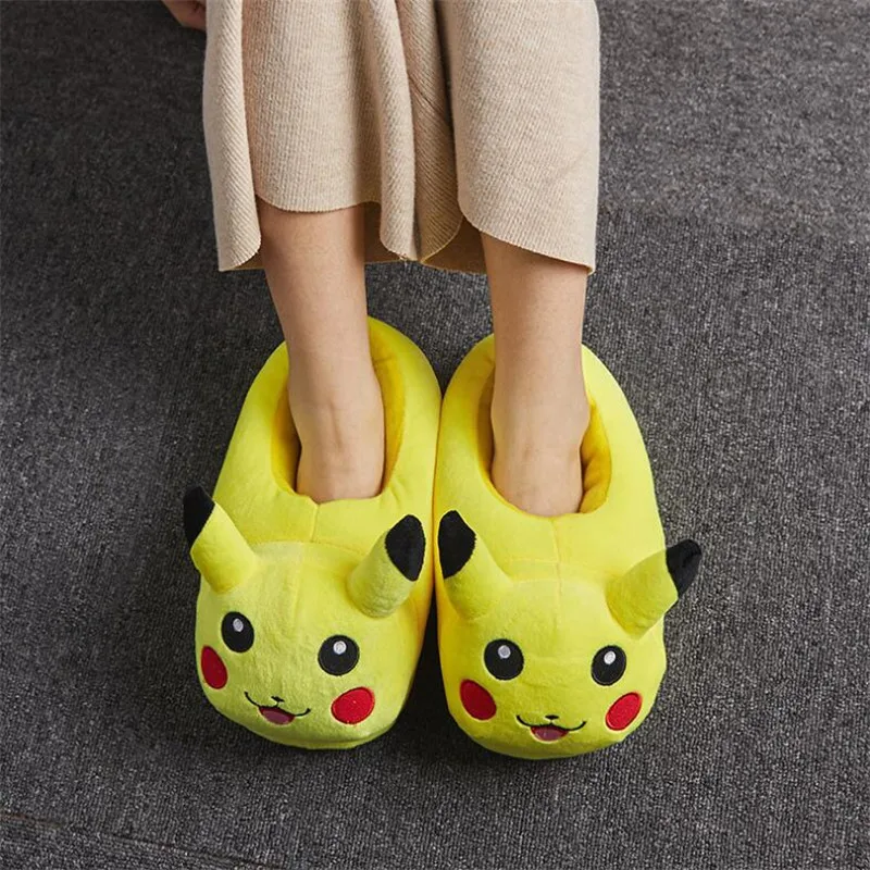 Kids 20CM Горячее предложение японское аниме PIKACHU Покемон обувь Косплэй для взрослых и детей Утепленная одежда Хлопковые Тапочки обувь - Цвет: Kids 20CM