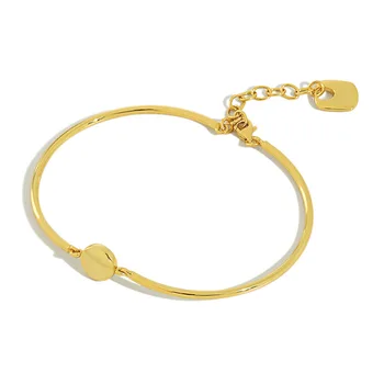 

925 Sterling Silver Bracelet Non-Mainstream Simple Geometric round Brand round Tube Bracelet Female Design Sense Silver Bracelet