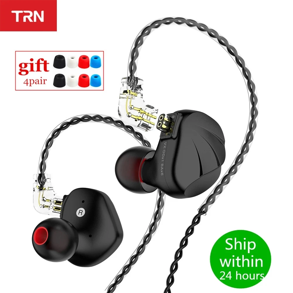 TRN VX 1DD 6BA металлическая гарнитура гибридные вкладыши Наушники монитор HIFI
