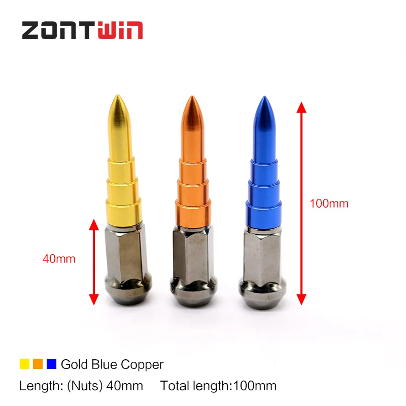 100mm Copper 20 штук 12*1,5 12*1,25 колеса из алюминиевого сплава гайки болты винт для Mitsubishi Pajero Suzuki Jimny Nissan PATROL Toyota Prado - Название цвета: 100mm Copper
