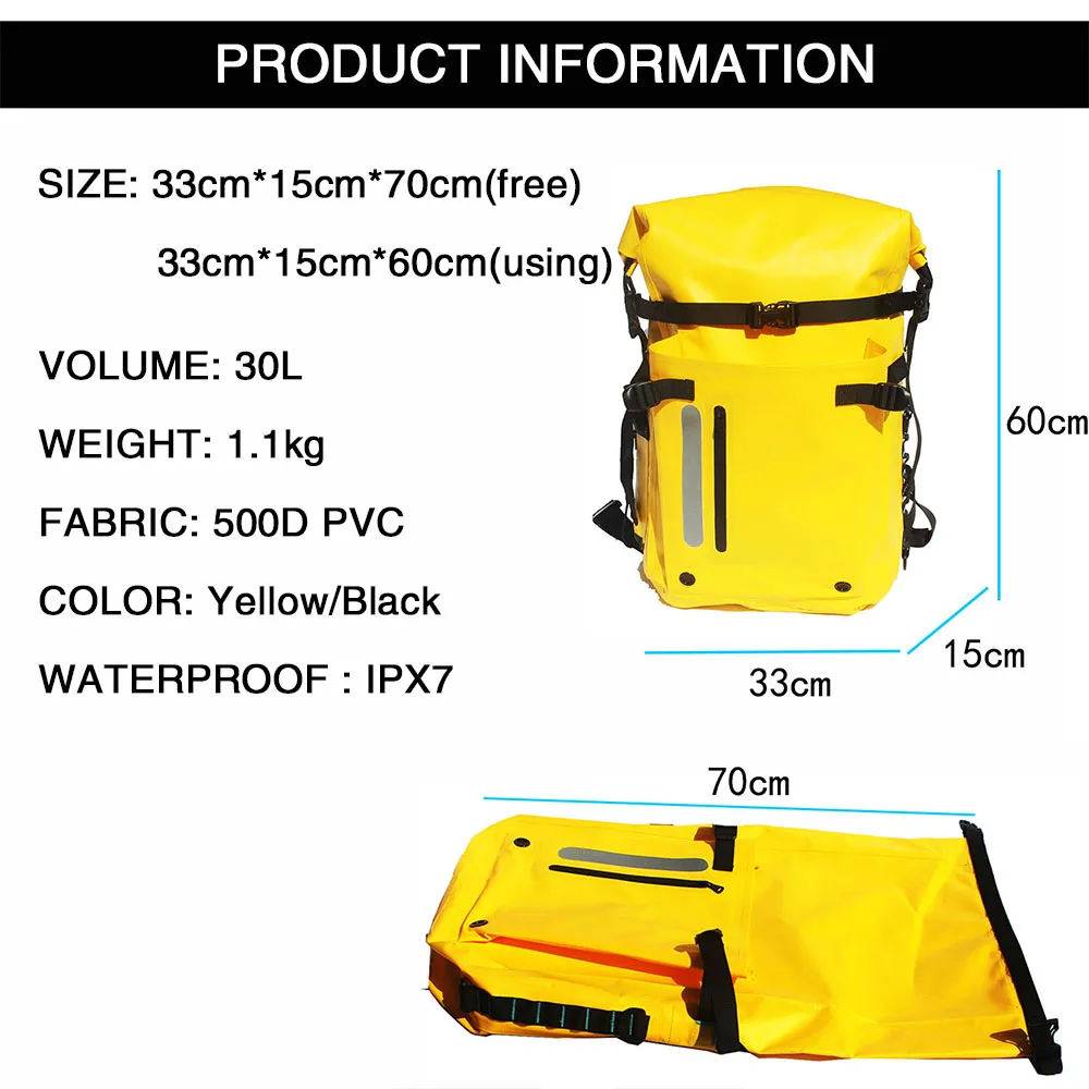 Водонепроницаемая сумка рюкзак ПВХ супер водонепроницаемая сумка 30л сухая сумка для плавания сумка для речного треккинга кемпинг на открытом воздухе
