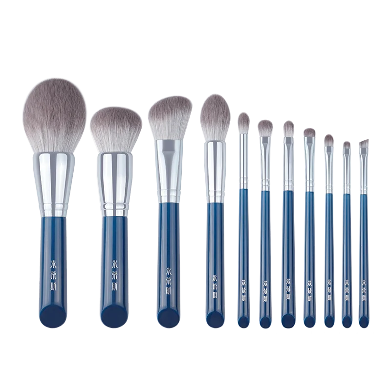Make-up-Pinsel - Das himmelblaue 11-teilige Make-up-Pinselset aus superweichen Fasern - hochwertige Kosmetikstifte für Gesicht und Augen - Kunsthaar_voghion.com
