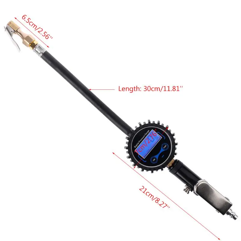 

LCD Digital Air Tyre Tire Inflator with 0-200PSI Pressure Gauge for Truck Car Bike Tire Pressure Tester