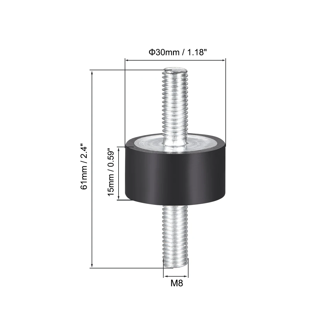 Uxcell резиновый виброизолятор крепления амортизатор 20 мм 25 мм 30 мм 40 мм 50 мм 60 мм Диаметр M6 M8 M10 M12 резьба с шпильками