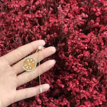 

one piece fashion Unique Orange Earrings for Women 925 sterling silver lemon Earring cz stone france monaco brand Jewelry
