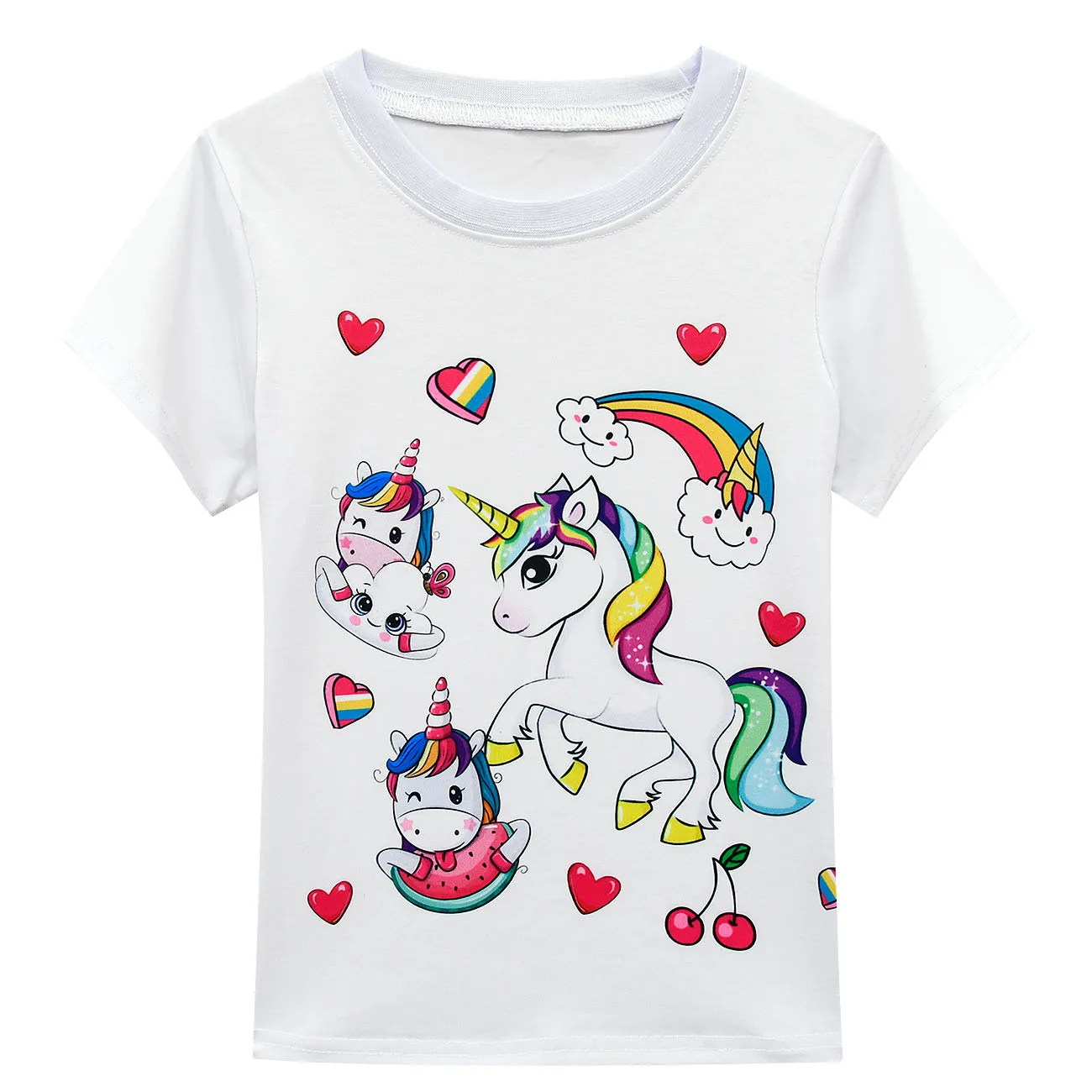 little kid suit Kids Unicorn Summer Tops Skirts Outfit Set Children Princess Party casual suit Girl Unicorn Rainbow love Clothes T-shir + Skirts newborn baby clothes set for hospital Clothing Sets