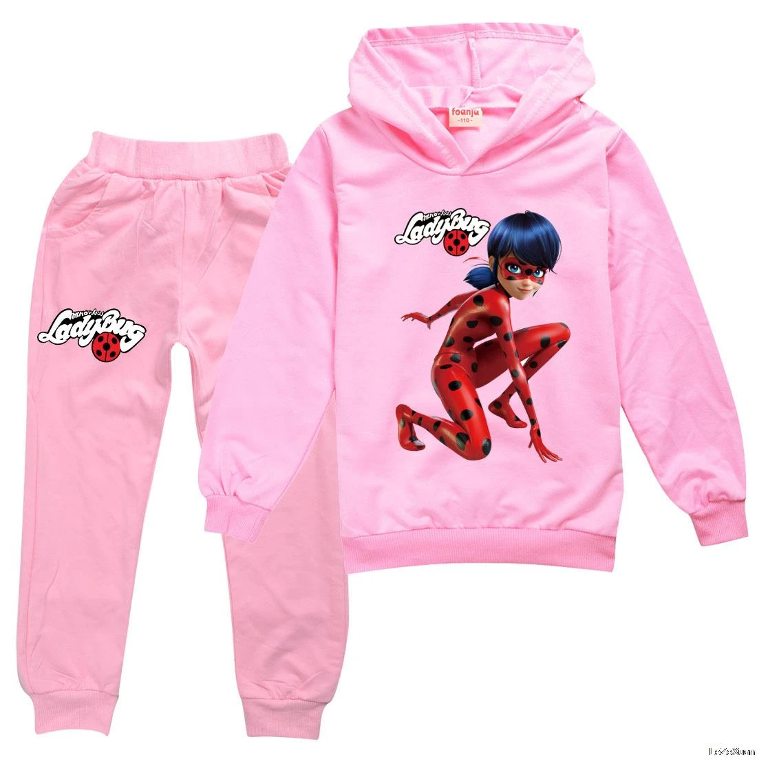 Ropa de Ladybug niña, sudaderas con capucha + Pantalones, trajes deportivos para niña, trajes de Navidad, conjunto de ropa para niño|Muñecas|