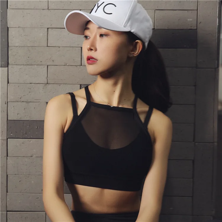 

OVESPORT 2019 New Shockproof Mesh Double-layer Bra Women's Quick Drying Breathable Fitness Top Bra Sexy Workout Corset