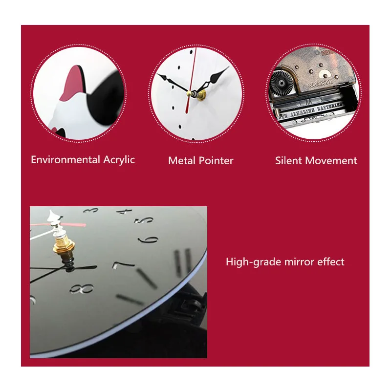 Акриловые креативные Мультяшные настенные часы с милым котом домашний декор