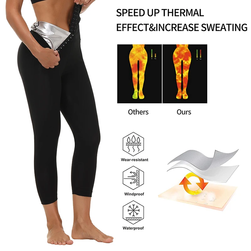 Women's Sauna Leggings Compression High Waist Yoga Pants Thermo Sweat Capris Workout Shorts Slimming Sheath Belt Hot Tights Faja