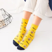 Anewmorn Women Creative Small Birds Print Cotton Crew Socks Girls Fashion Street Hip-hop Skateboard Casual Funny Happy Socks