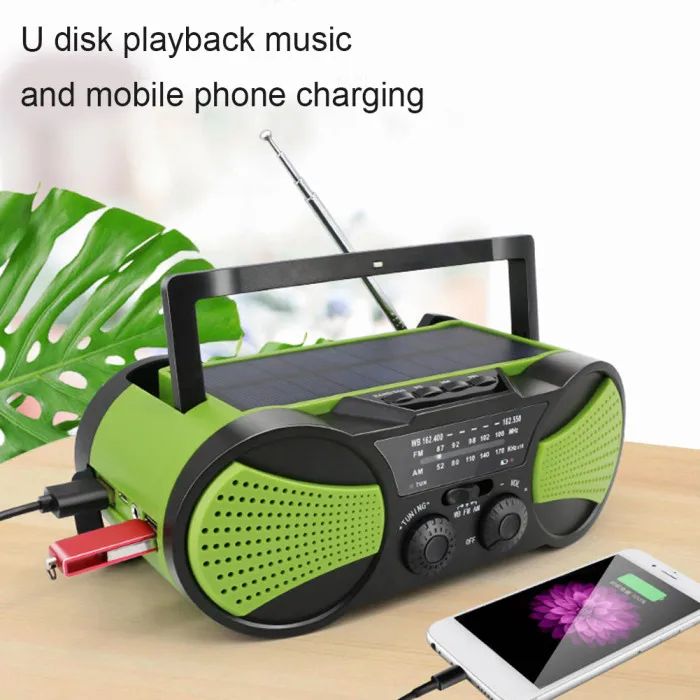 Аварийный Солнечный ручной радио динамик AM FM NOAA с светодиодный фонарик power Bank XR649