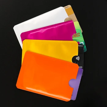 

10Pcs/set Colorful Anti Rfid Wallet Blocking Reader Lock Bank Card Holder Id Case Protection Metal Credit Card Holder Aluminium