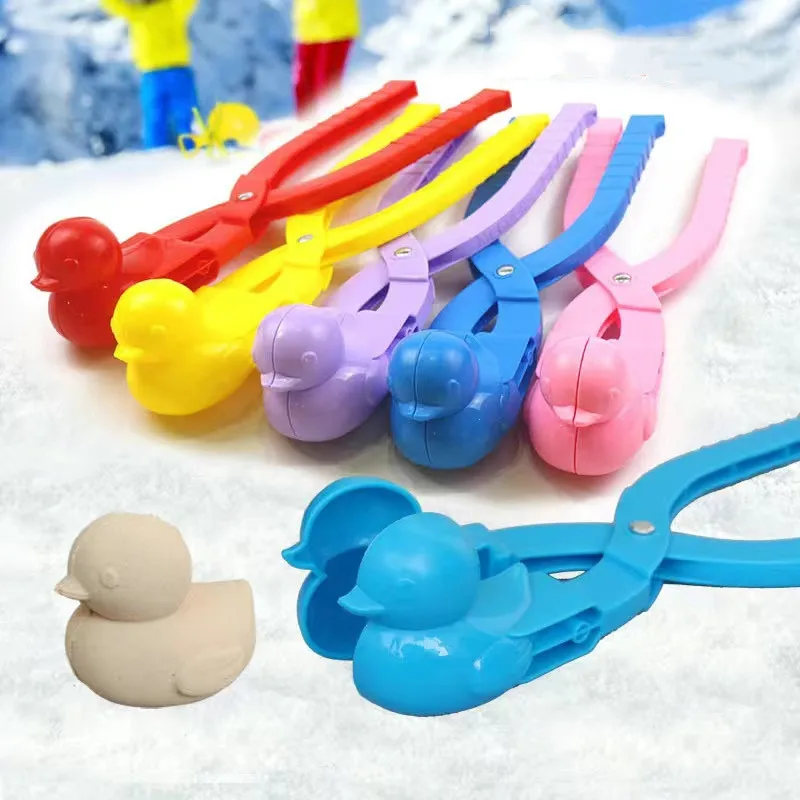 Clip de plástico de fabricante de bolas de nieve, herramienta de molde de arena para nieve, pato de dibujos animados de seguridad, para lucha de bolas de nieve, juguetes deportivos divertidos para exteriores, 1 Uds.