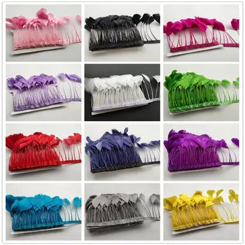 

Wholesale 10 Meters 14 Color Natural Goose Feathers 13-18 cm/5-7 inch Cloth Belt DIY Clothing Stage Performances Decoration
