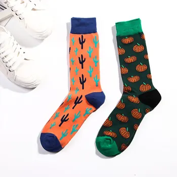 

Fashion Pumpkin Cactus Fruit Pattern Sock Unisex Cotton Socks Winter Autumn Breathable Warm Business Dress Crew Socks