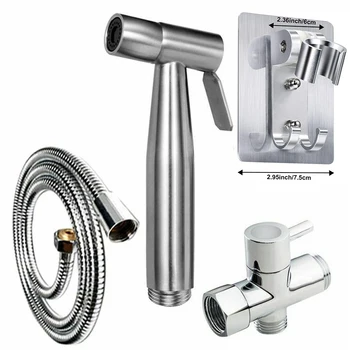 

Handheld Toilet bidet sprayer set Kit Stainless Steel Hand Bidet faucet for Bathroom hand sprayer shower head self cleaning