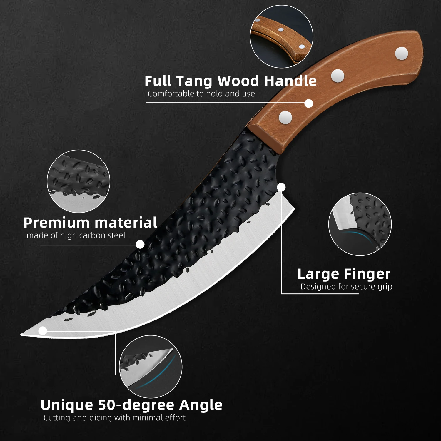 Kitchen Chef Knife Handmade Stainless Steel Full-Tang Forged Fishing Butcher Boning Meat Cleaver Multifunctional Cooking Cutter - 3