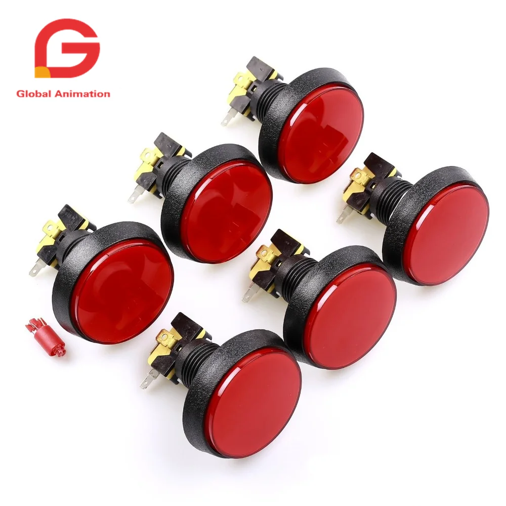 

6 pcs/Lot 5V 60MM LED Illuminated Arcade Push Button with Lamp & Microswitch Large Round Button for Arcade Fighting / Video Game