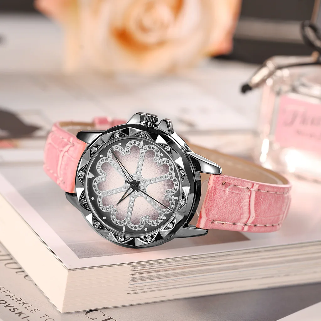 

Luxury Women 2019 Watches Black Dial With Diamond Flower Pattern Fashion Ladies Watch Female Quartz Wristwatch Relogio Feminino