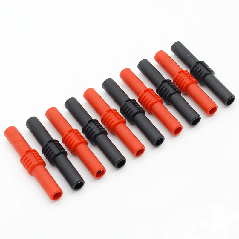 10Pcs Insulated Red and Black 4mm Female to Female Banana Jack Adapter Connector