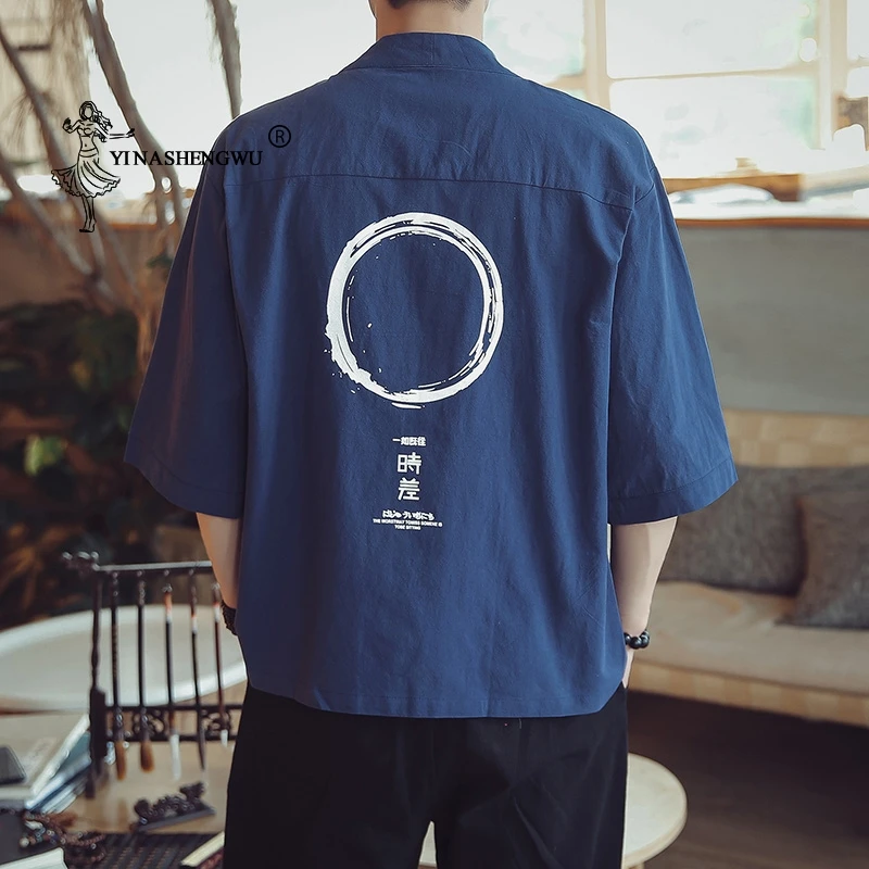 Yukata мужской Кимоно Кардиган для мужчин японские кимоно Топ пальто кимоно костюм для косплея с принтом азиатская одежда летние пляжные повседневные рубашки