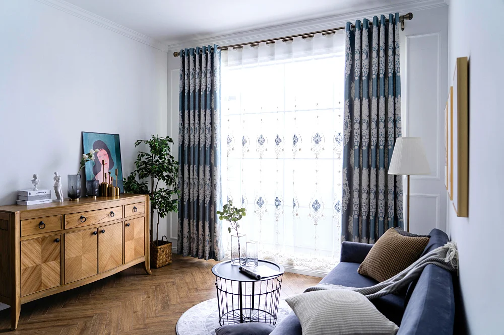 Новые синие шторы высококлассные в европейском и американском стиле шторы для гостиной шторы для спальни вилла кабинет шторы