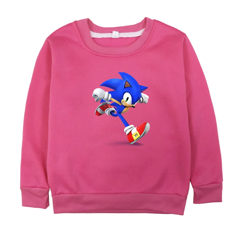Пуловер Sonic The Hedgehog осенне-зимняя футболка для детей Топ, футболка с длинными рукавами детский пуловер для мальчиков и девочек, одежда для От 2 до 14 лет - Цвет: Красный
