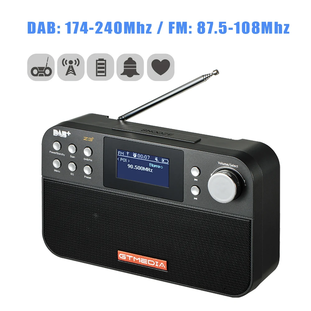 GTmedia Z3 Мини Портативный DAB радио Bluetooth цифровое радио fm-радио USB Перезаряжаемый с двумя динамиками TFT-LCD экран радио