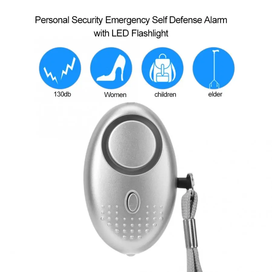 

130db Police Approved Metallic Personal Alarm with LED Flashlight Mini Siren Emergency Alarm