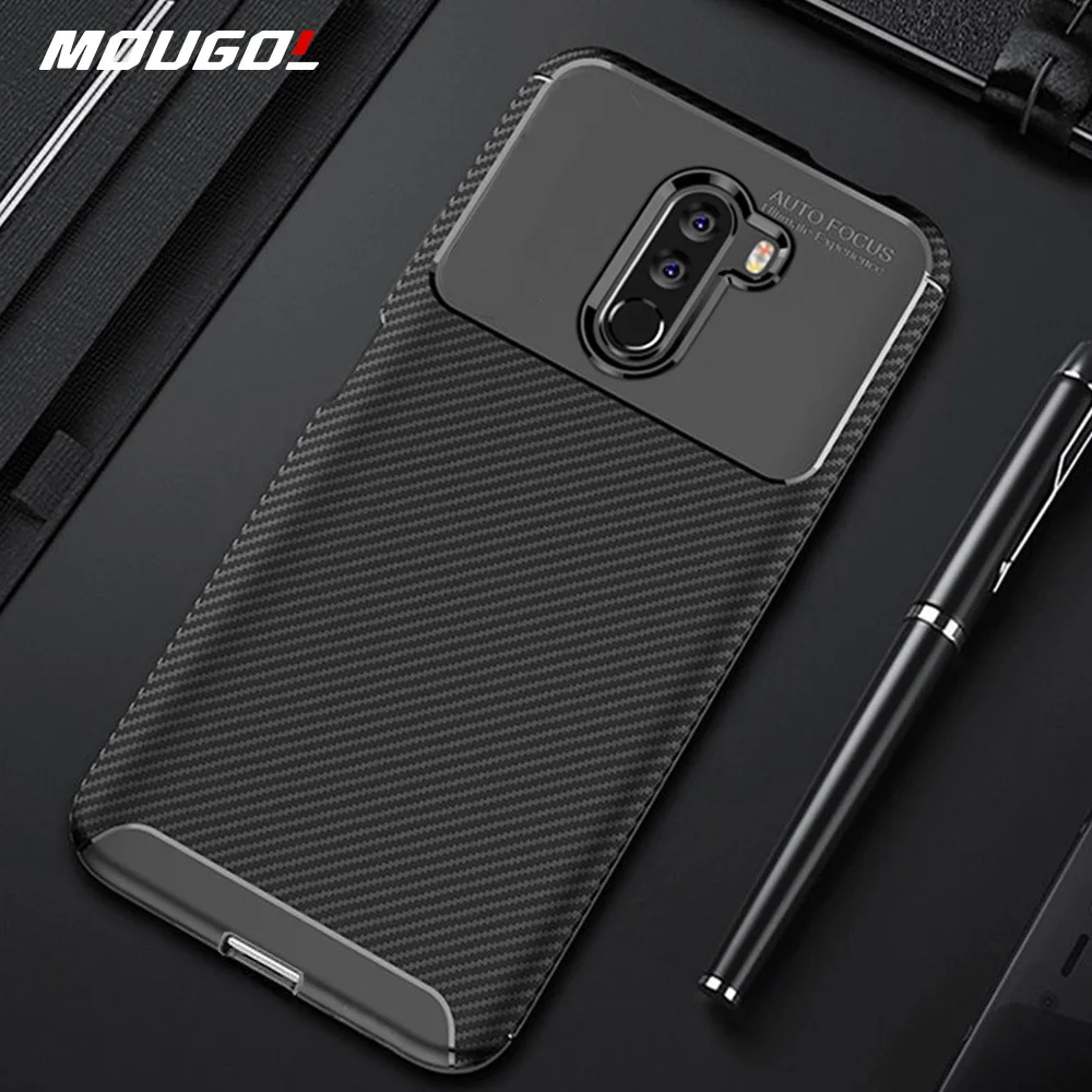 

For Xiaomi Pocophone F1 Case Carbon fiber Cover Full Protection Phone Case For Pocofone Poco Phone F1 Cover Shockproof Bumper