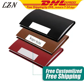 

LZN Free Personalized Name/Logo/Text 50PCS a Lot Card Holder High Lever Leather Business Credit Card Name ID Card Cases Holder