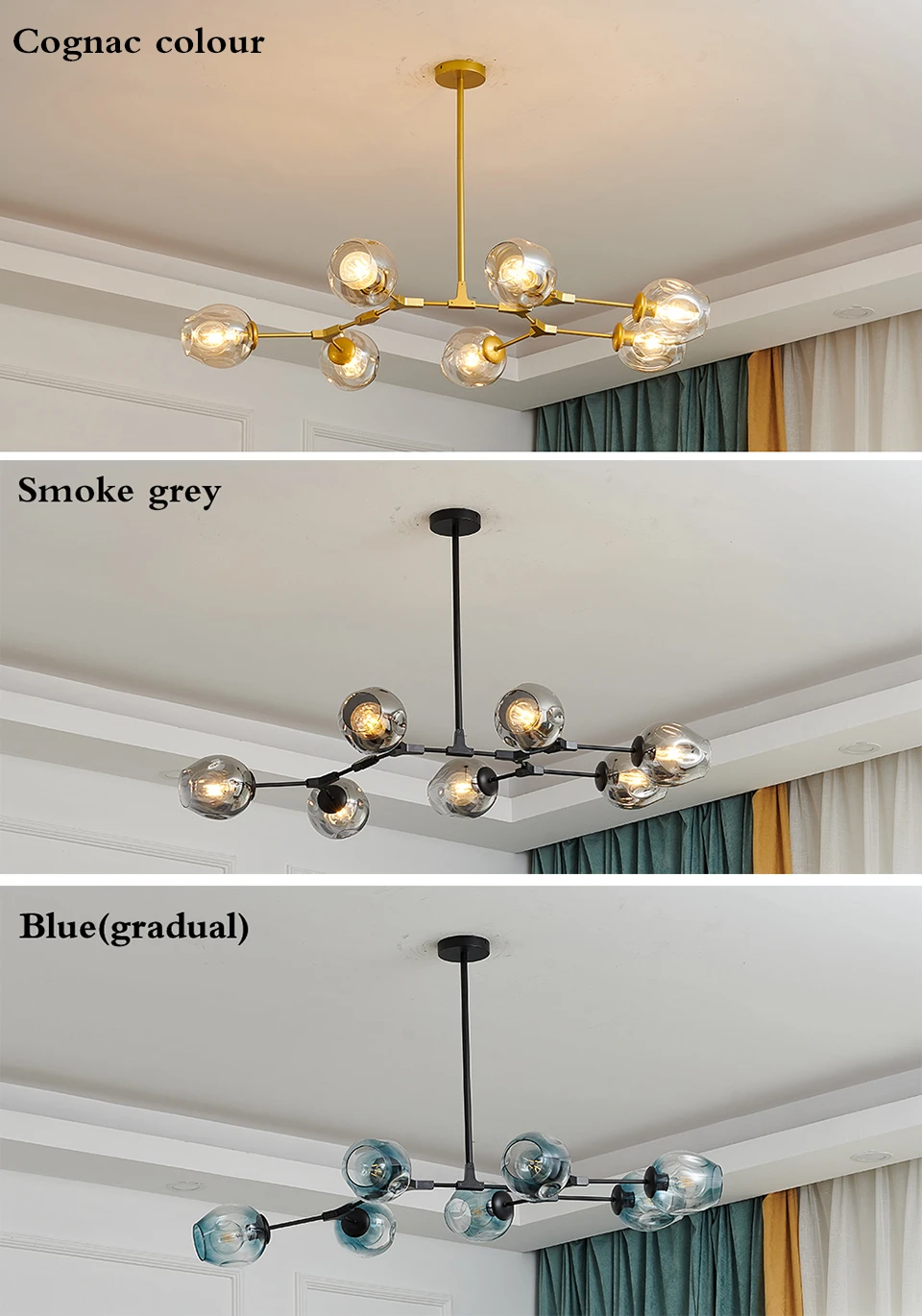 Candelabro LED moderno para el hogar, lámpara nórdica de lujo para sala