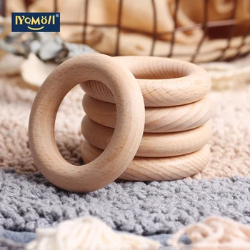 

20Pcs 3.8/5.3/5.9cm Organic Beech Wood Teether Baby Teething Ring Smooth Round Wooden Teether Toy DIY Pacifier Chain Accessorie