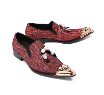 

High Quality Genuine New Leather Men red wedding shoes Iron head Oxfords Shoes For Men Dress Shoes size 46 47