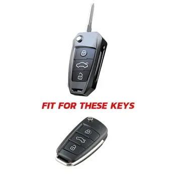 Custodia/cover per Chiave/telecomando in lega di zinco per Audi A1 A3 A4 A6 A7 A8 TT Q5 Q7 4 Custodia/cover per Chiave/telecomando in lega di zinco per Audi A1 A3 A4 A6 A7 A8 TT Q5 Q7 - Catena del supporto della copertura della cassa chiave dell automobile in lega di zinco per