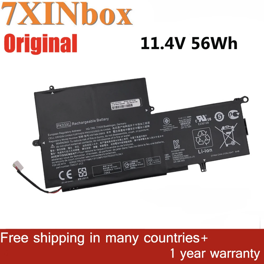 7XINbox 11 4 V 56wh PK03XL Оригинальный аккумулятор для ноутбука HP Spectre Pro X360 13 HSTNN-DB6S 6789116-005 |