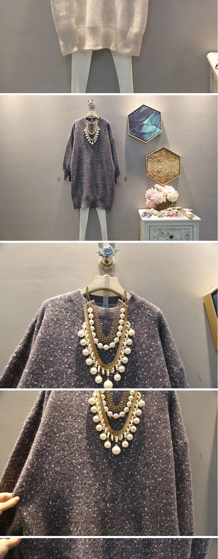 XITAO Tide Sequin индивидуальное трикотажное платье для женщин, плюс размер, Корейская Свободная Женская одежда, осенний и зимний пуловер ZLL4449