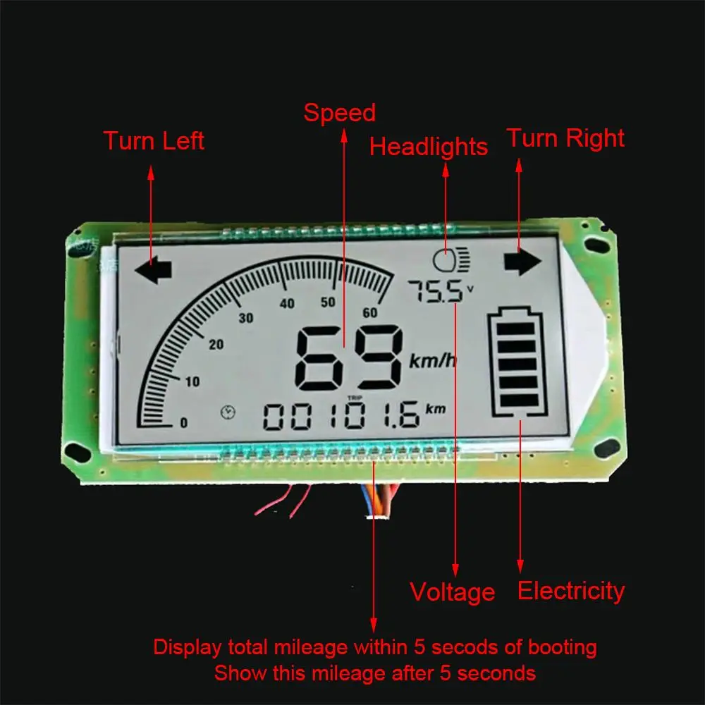 Вольтметр Напряжение индикатор Многофункциональный Вольтметр термометр спидометр для электрического велосипеда 48 V-72 V бумажный крафт пакет для вина/Полноцветный красный
