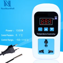 AC110-220V микрокомпьютер цифровой контроль температуры светодиодный Штепсель-термостат с регулятором нагрева/охлаждения