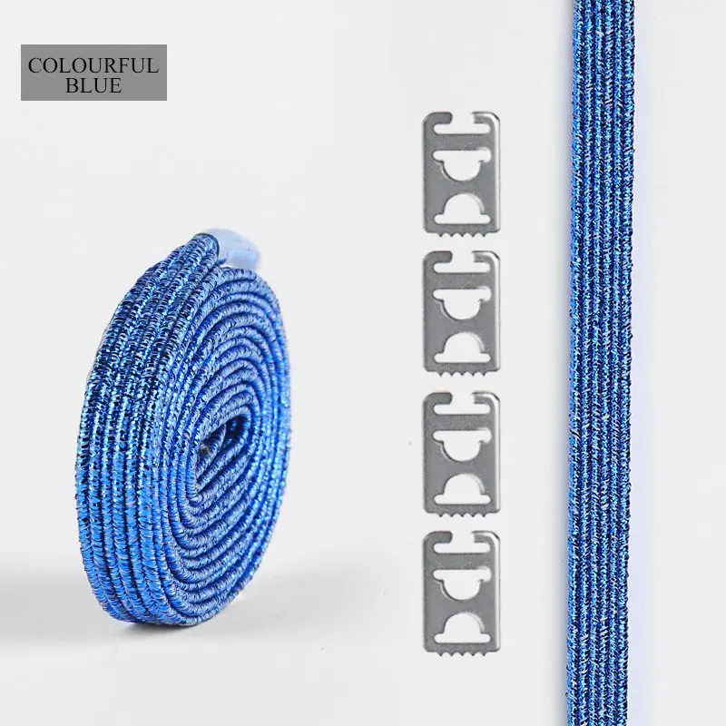 Colourful blue 1 пара шнурки без завязок круглые эластичные шнурки для обуви для детей и взрослых кроссовки шнурки быстро ленивые шнурки 16 цветов шнурки - Цвет: Colourful blue