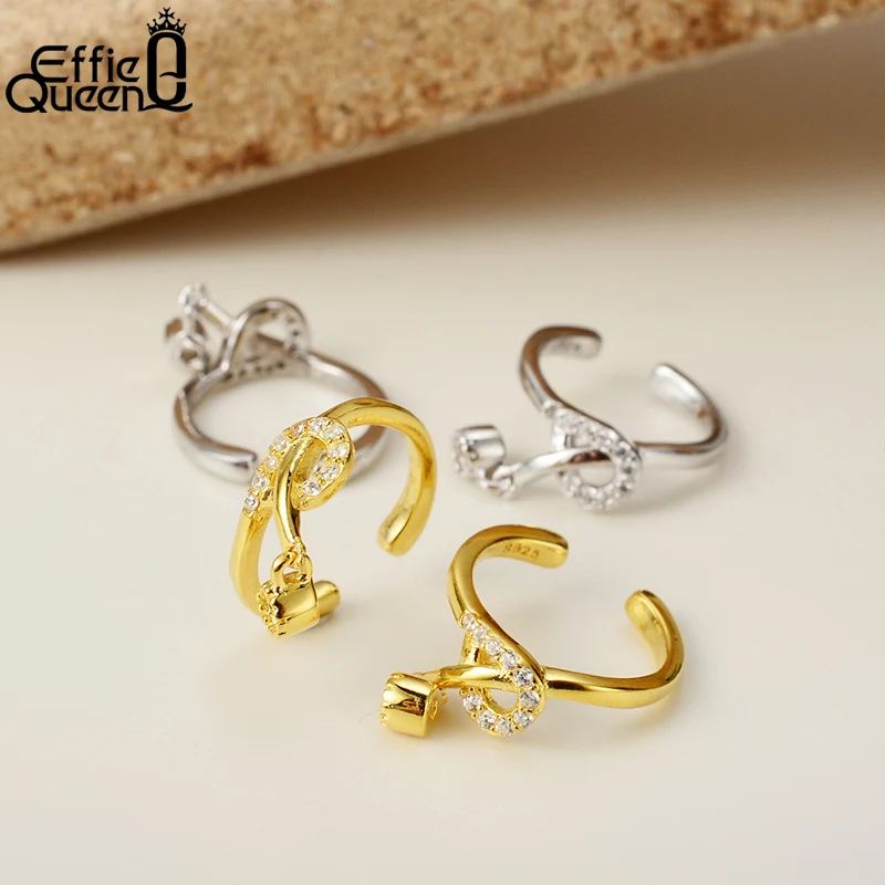 Effie Queen 925 Sterling Silver Ear Cuff Non-Piercing Helix Cartilage Cuff Clip on Earrings for Women Girls Gift 1 PC Sold CL07