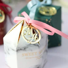 50 шт. персонализированные пользовательские свадебные имя и инициалы зеркальные бирки серебряный и золотой свадебный подарок свадебные украшения стола