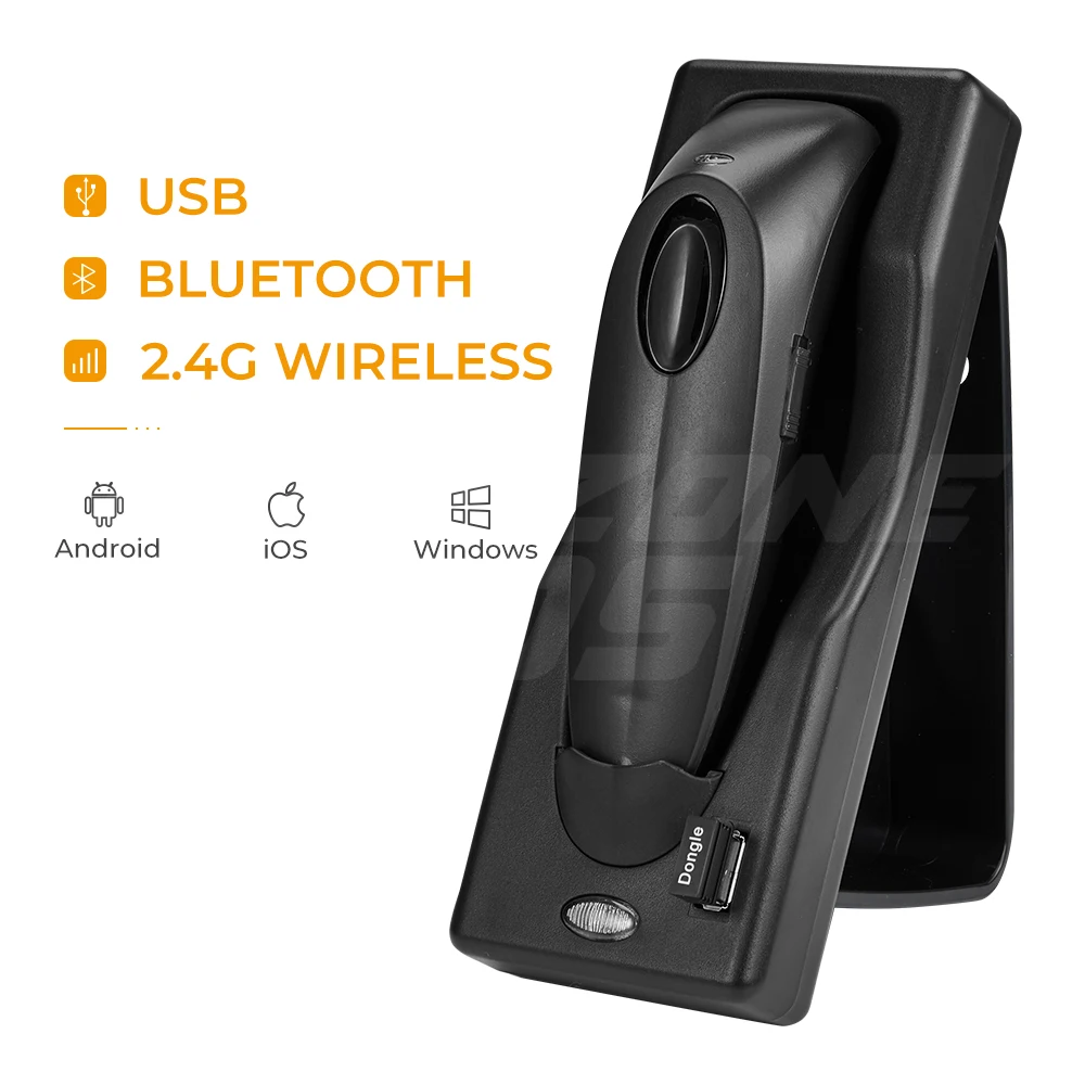 ISSYZONEPOS Ручной беспроводной сканер штрих-кодов Bluetooth 1D 2D QR считыватель штрих-кодов 2,4G USB интерфейсы автономный сканер